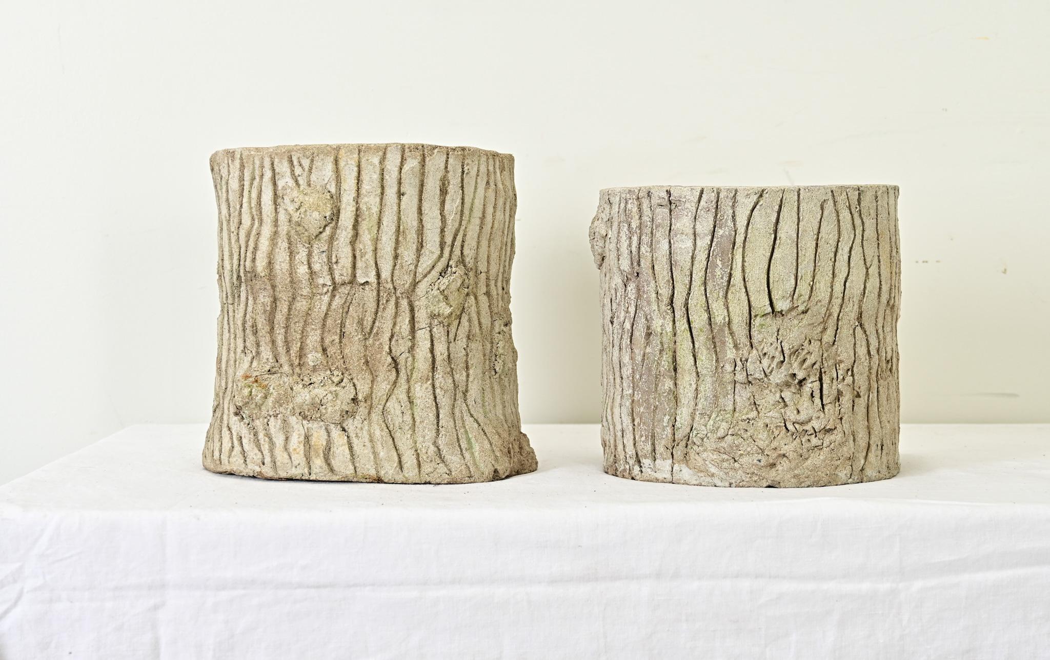 Country English Faux Bois Pair of Planters For Sale