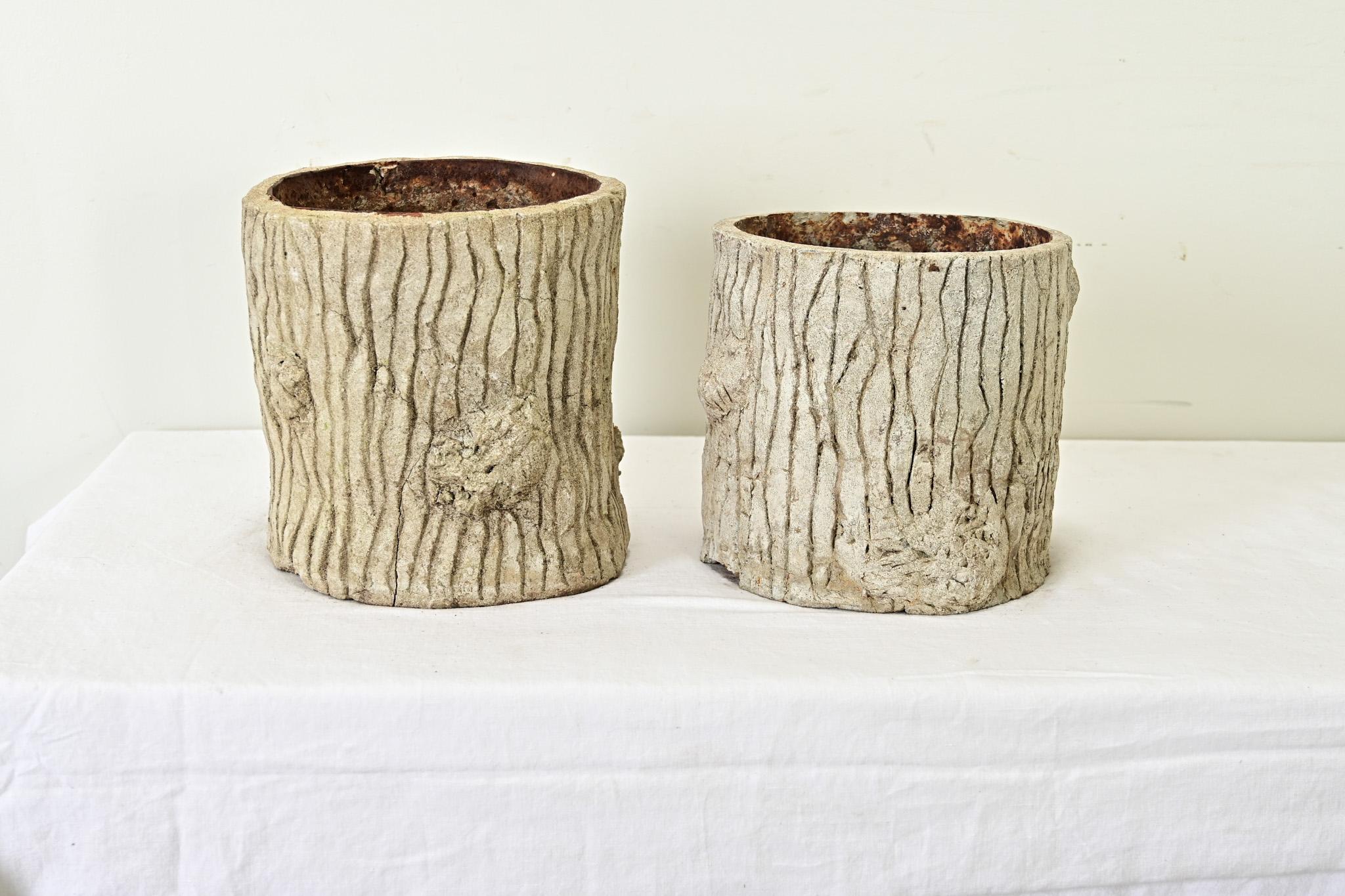 20th Century English Faux Bois Pair of Planters For Sale