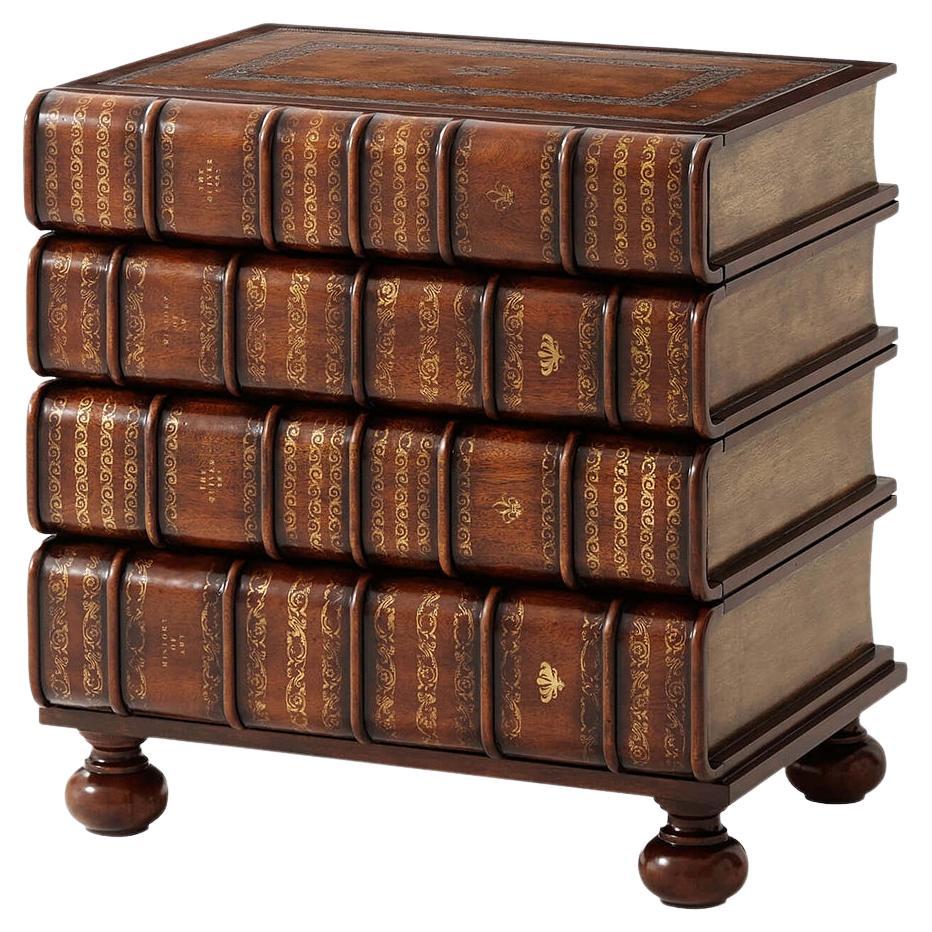 English Faux Book Nightstand For Sale