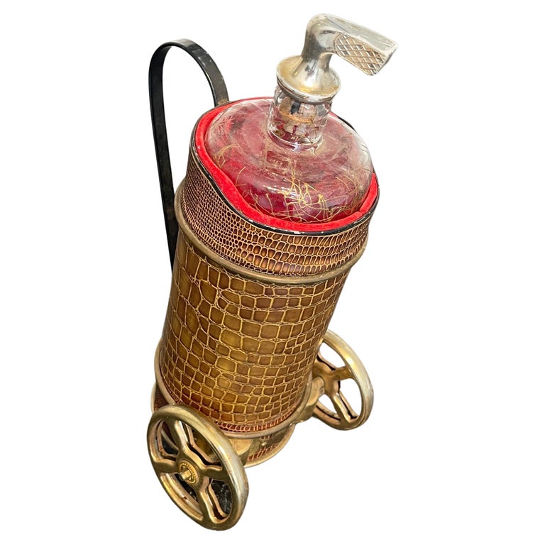 English Faux Croc Golf Bag Music Box Decanter at 1stDibs