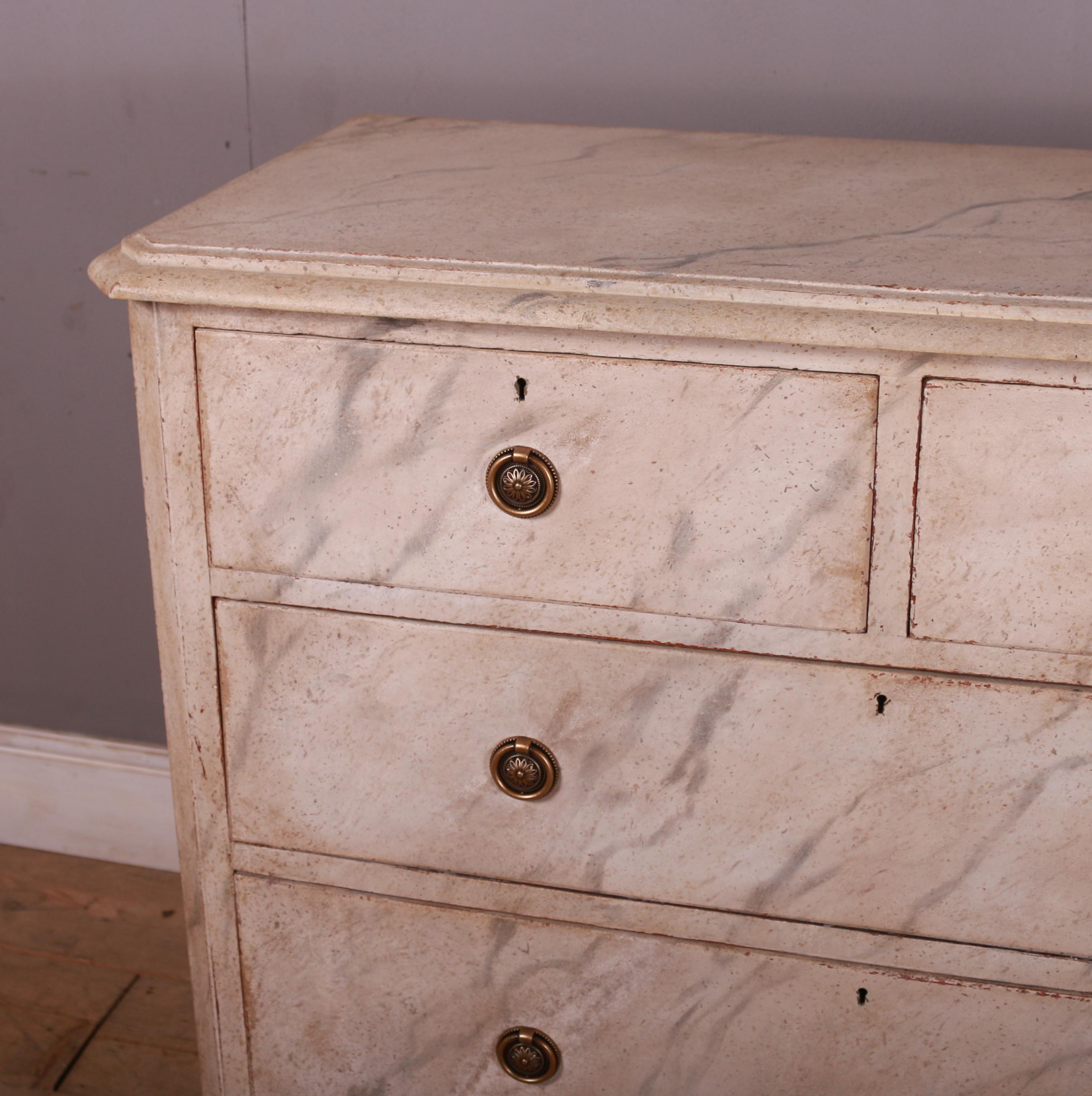 Late 19th C English painted faux marble pine chest of drawers. 1890.

Reference: 7442

Dimensions
42 inches (107 cms) Wide
19.5 inches (50 cms) Deep
41.5 inches (105 cms) High.