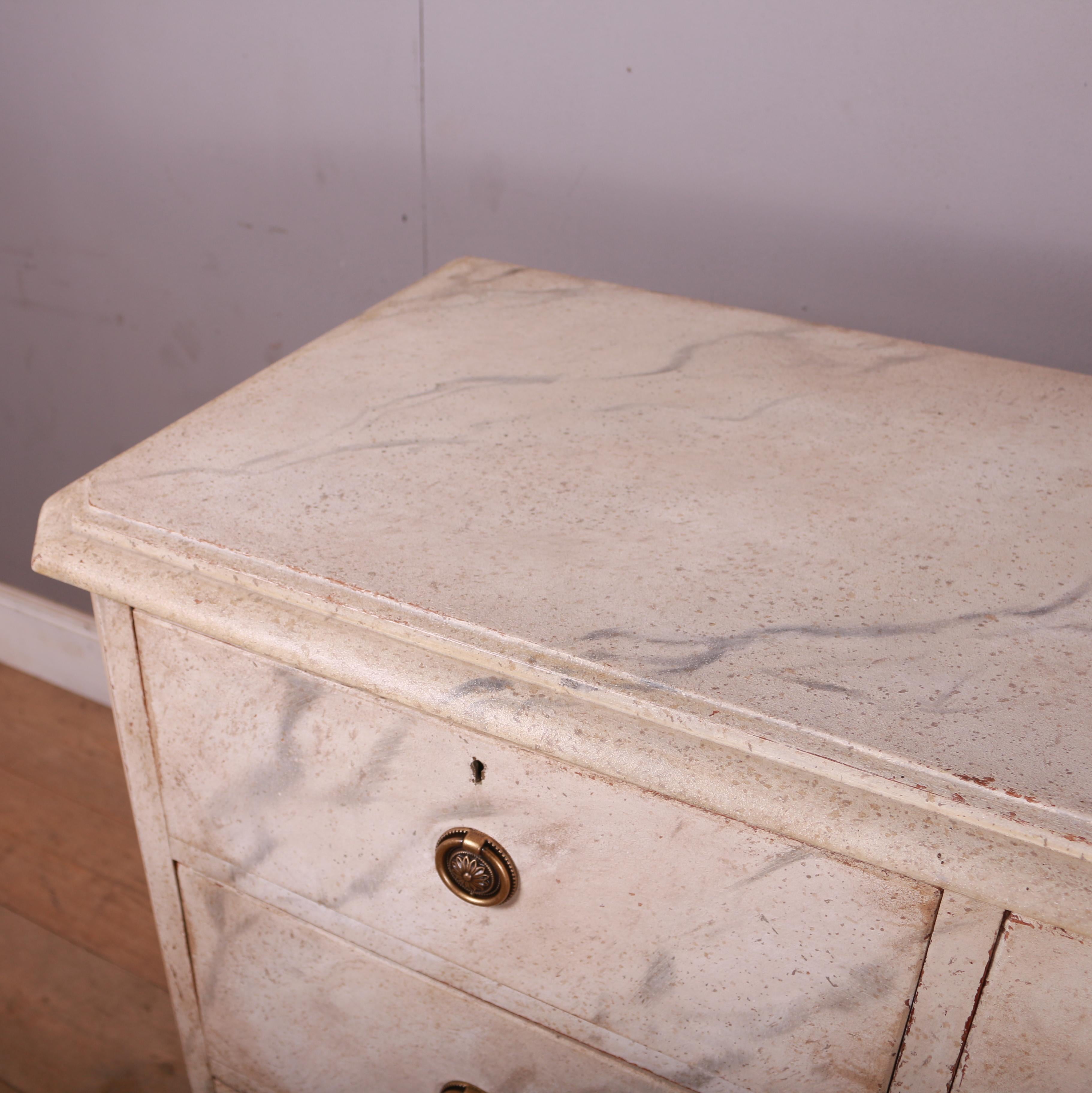 Painted English Faux Marble Chest of Drawers