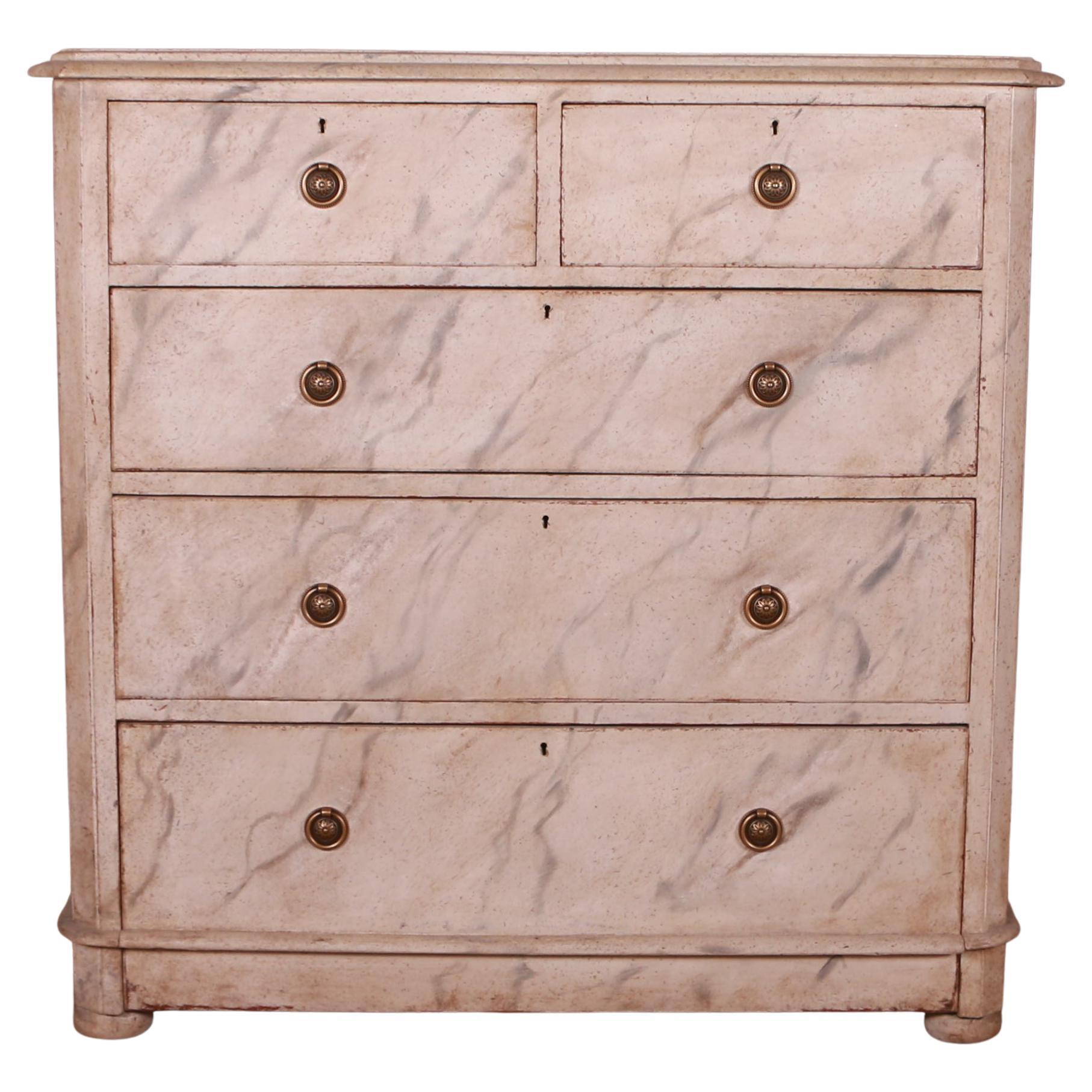 English Faux Marble Chest of Drawers