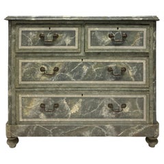 Antique English Faux Marble Chest Of Drawers