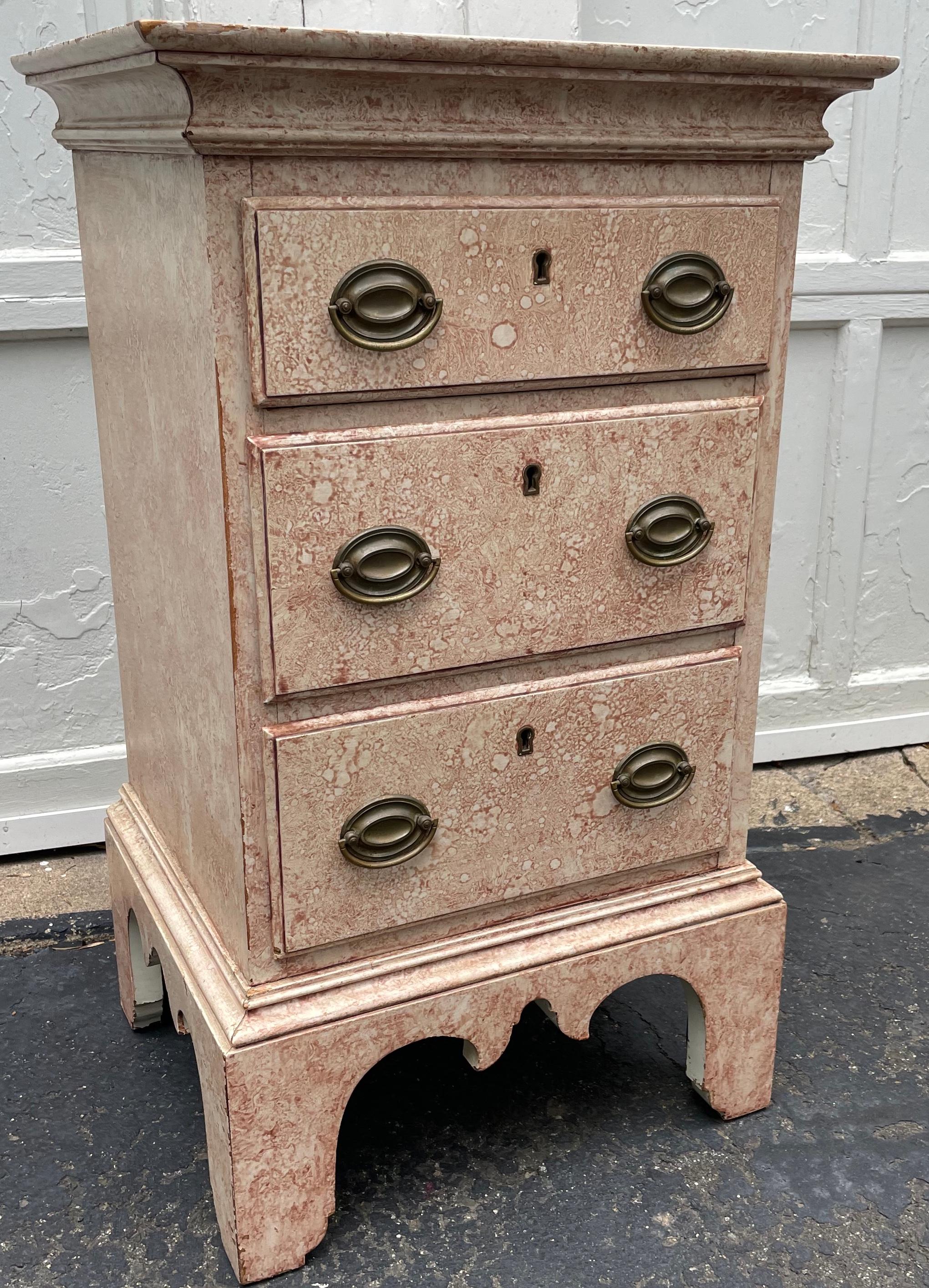 English Faux Marble Painted Night Stand Side Table For Sale 2