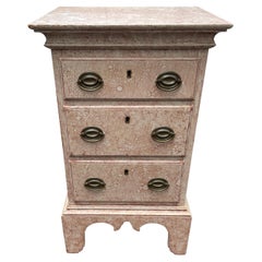 English Faux Marble Painted Night Stand Side Table 