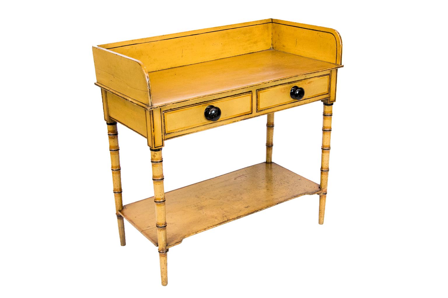 English Faux Painted Bamboo Washstand For Sale 1