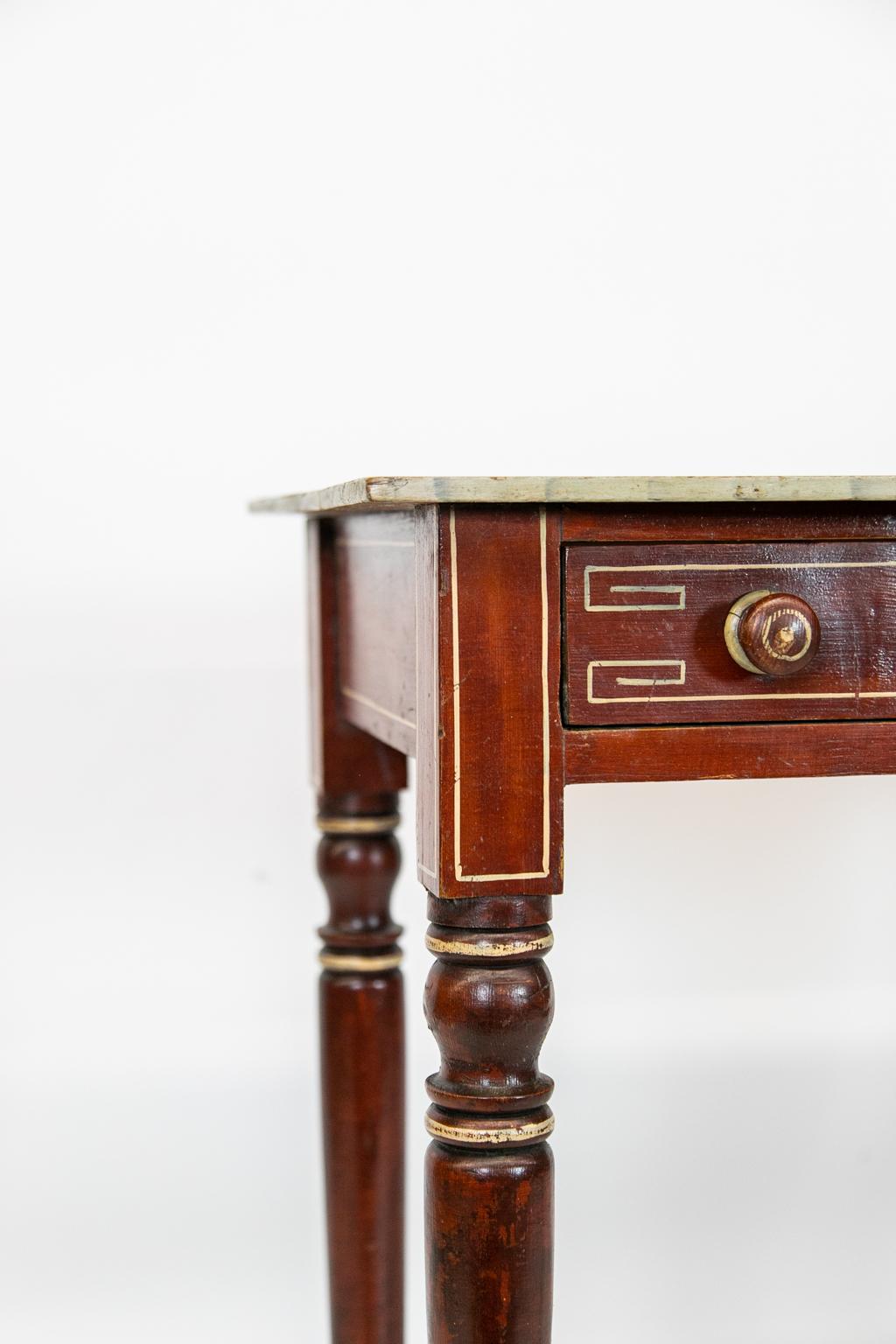 Faux Bois English Faux Painted Bow Front Side Table