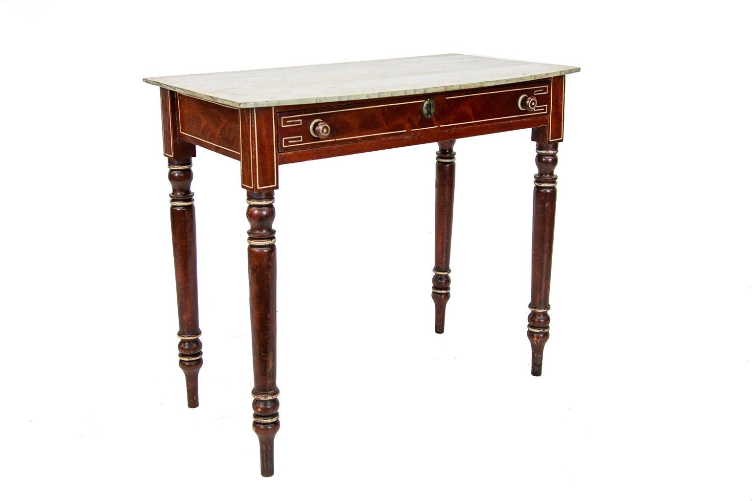 English Faux Painted Bow Front Side Table 1