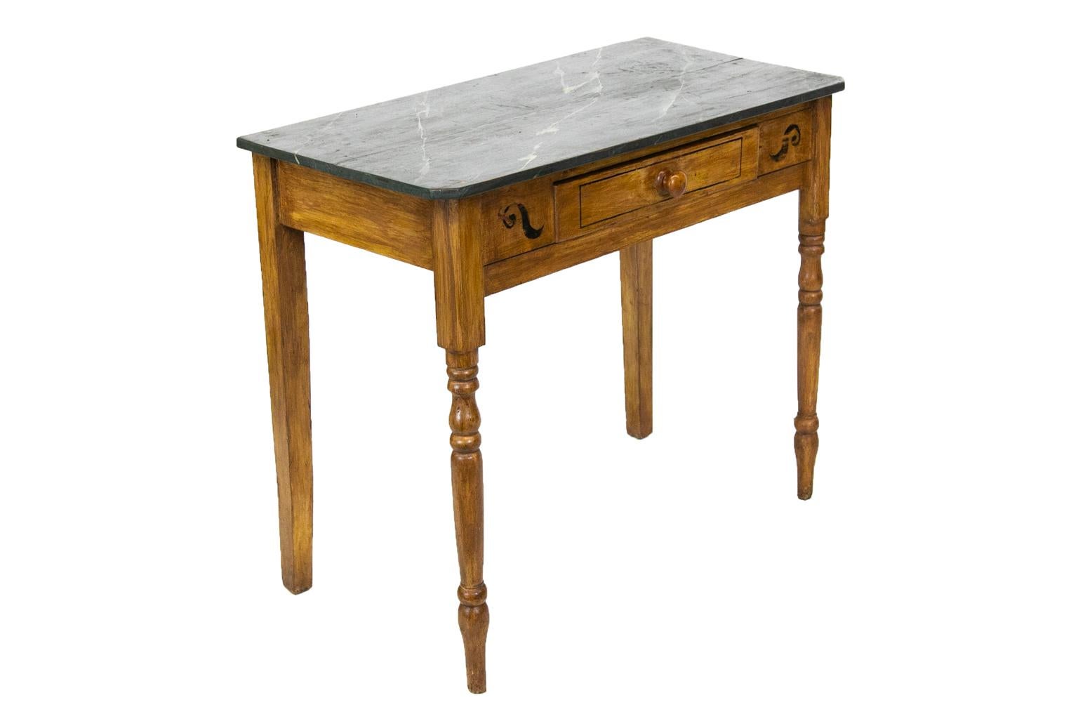 Mid-19th Century English Faux Painted One Drawer Side Table For Sale