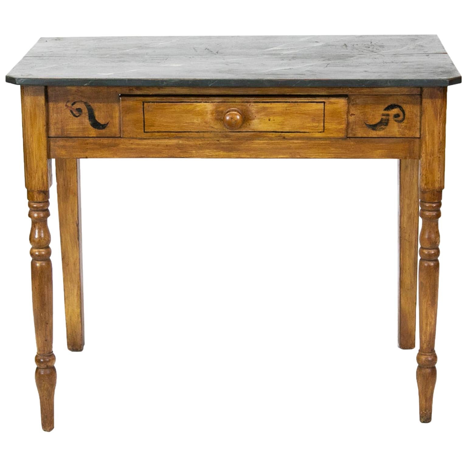 English Faux Painted One Drawer Side Table