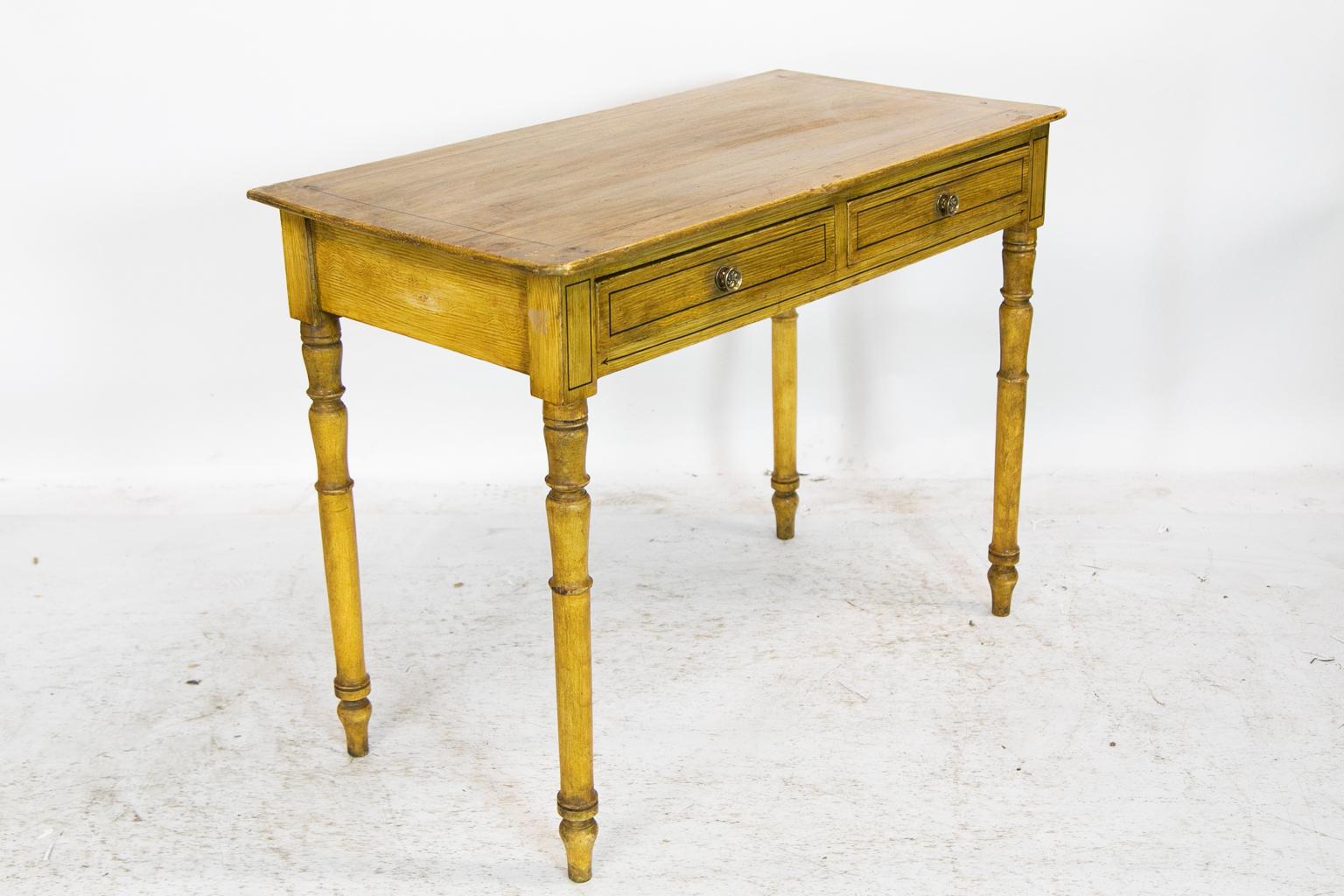Brass English Faux Painted Side Table