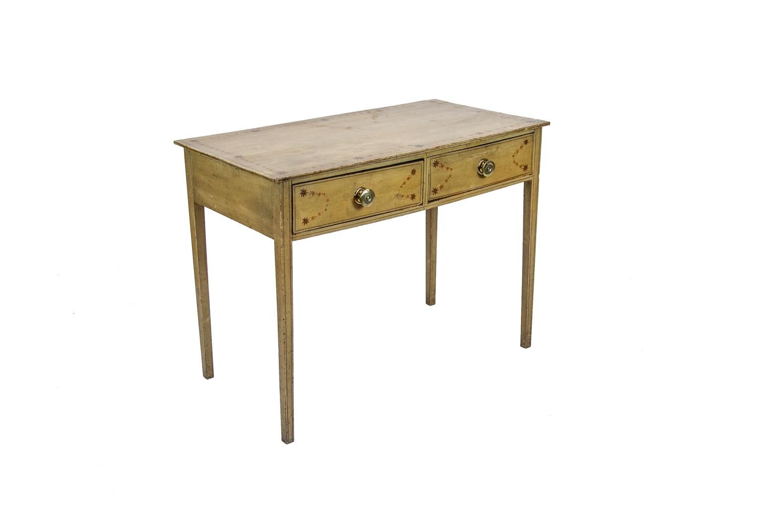 English Faux Painted Two-Drawer Side Table 2