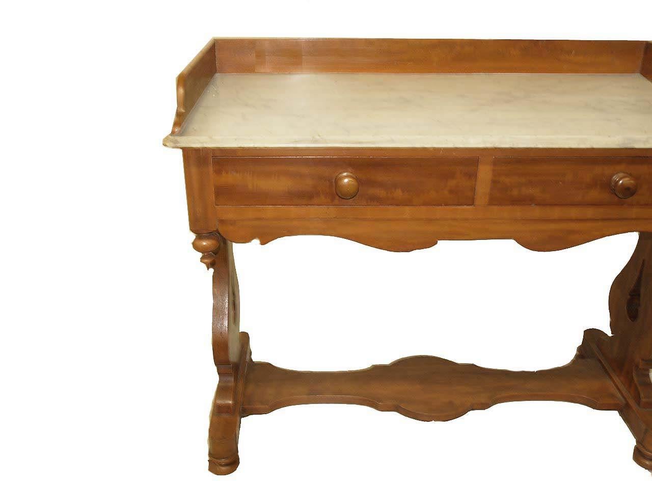 Englischer bemalter englischer Zwei-Schubladen-Tisch (Mittleres 19. Jahrhundert) im Angebot