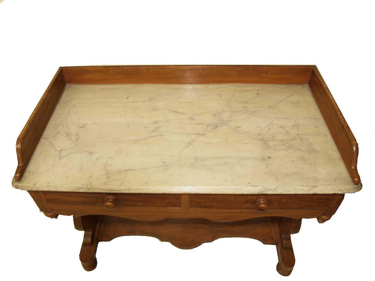 Pine English Faux Painted Two Drawer Table For Sale