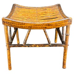 Sgabello o tavolino basso in bambù bruciato tartaruga inglese, anni 
60