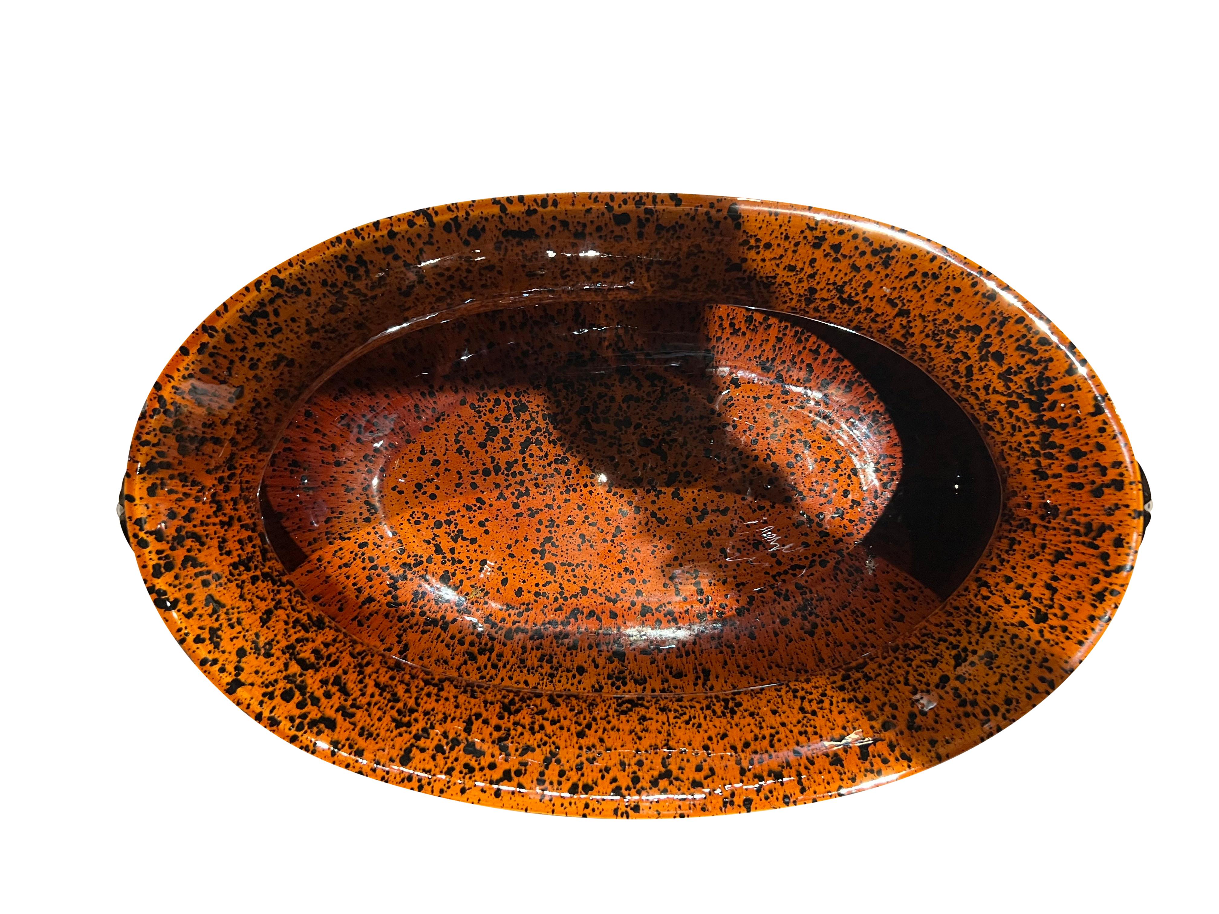 English Faux Tortoise Glaze Pottery Bowl 7