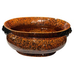 English Faux Tortoise Glaze Pottery Bowl