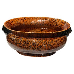 English Faux Tortoise Glaze Pottery Bowl