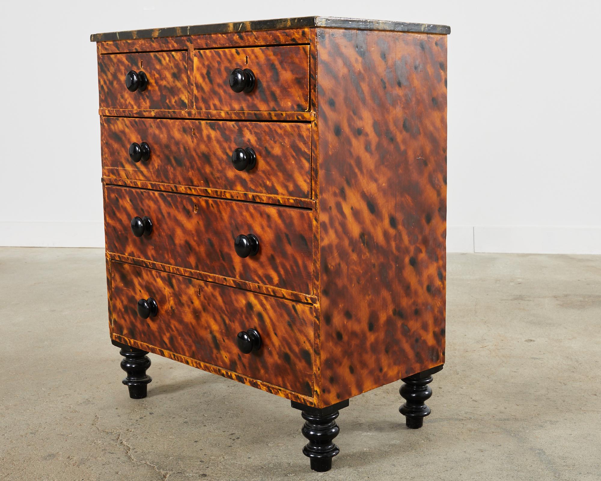 Hand-Crafted English Faux Tortoiseshell Lacquered Dresser by Ira Yeager  For Sale