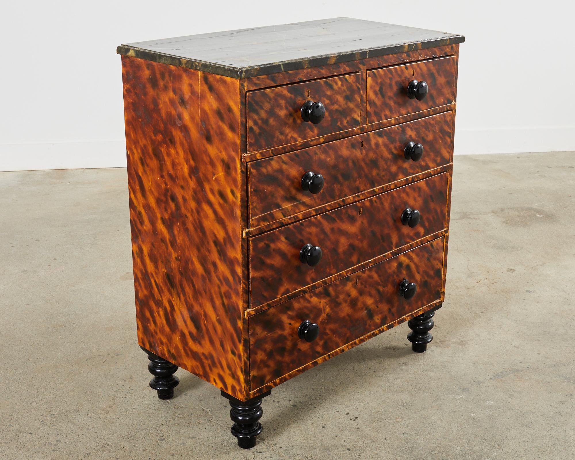 19th Century English Faux Tortoiseshell Lacquered Dresser by Ira Yeager  For Sale