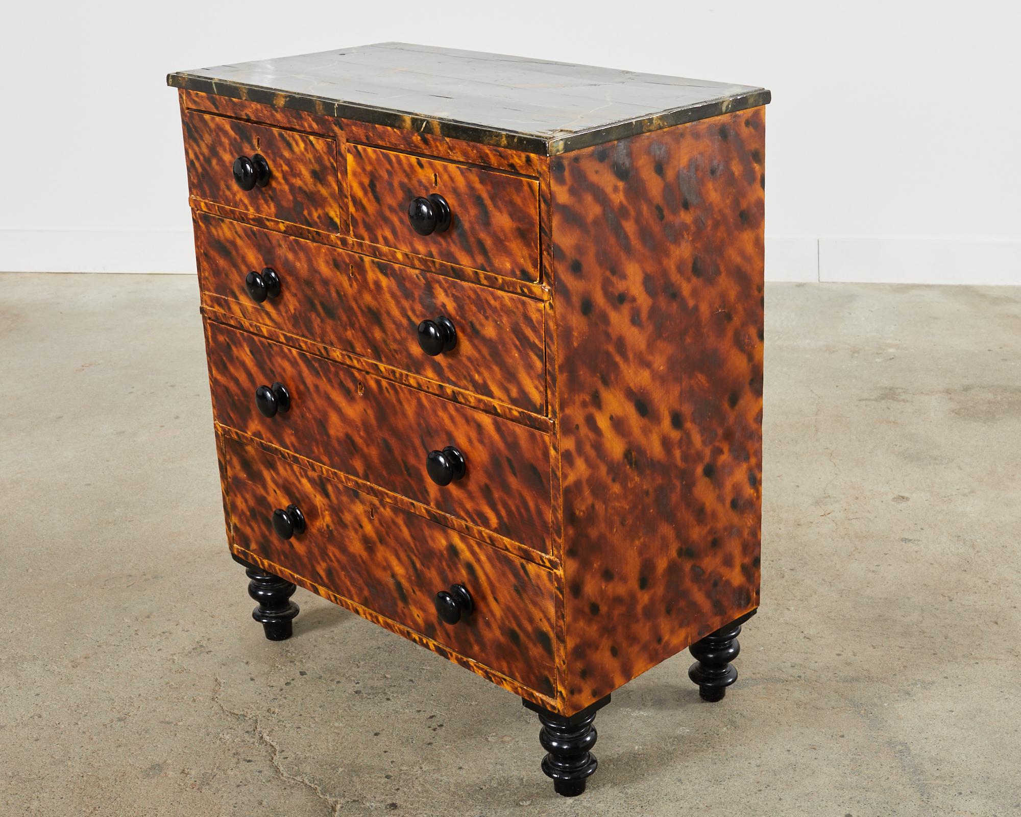 English Faux Tortoiseshell Lacquered Dresser by Ira Yeager  For Sale 2