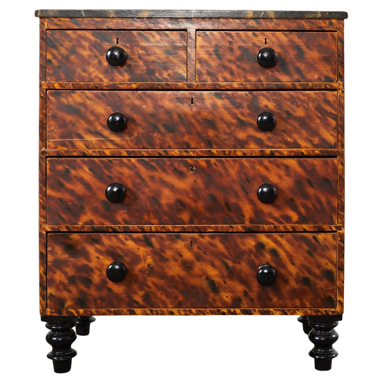 English Faux Tortoiseshell Lacquered Dresser by Ira Yeager  For Sale