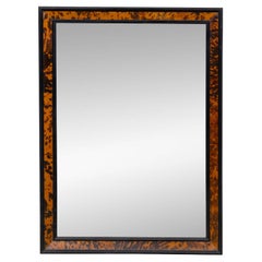 English Faux Tortoiseshell Mirror in Ebonized Frame, circa 1900