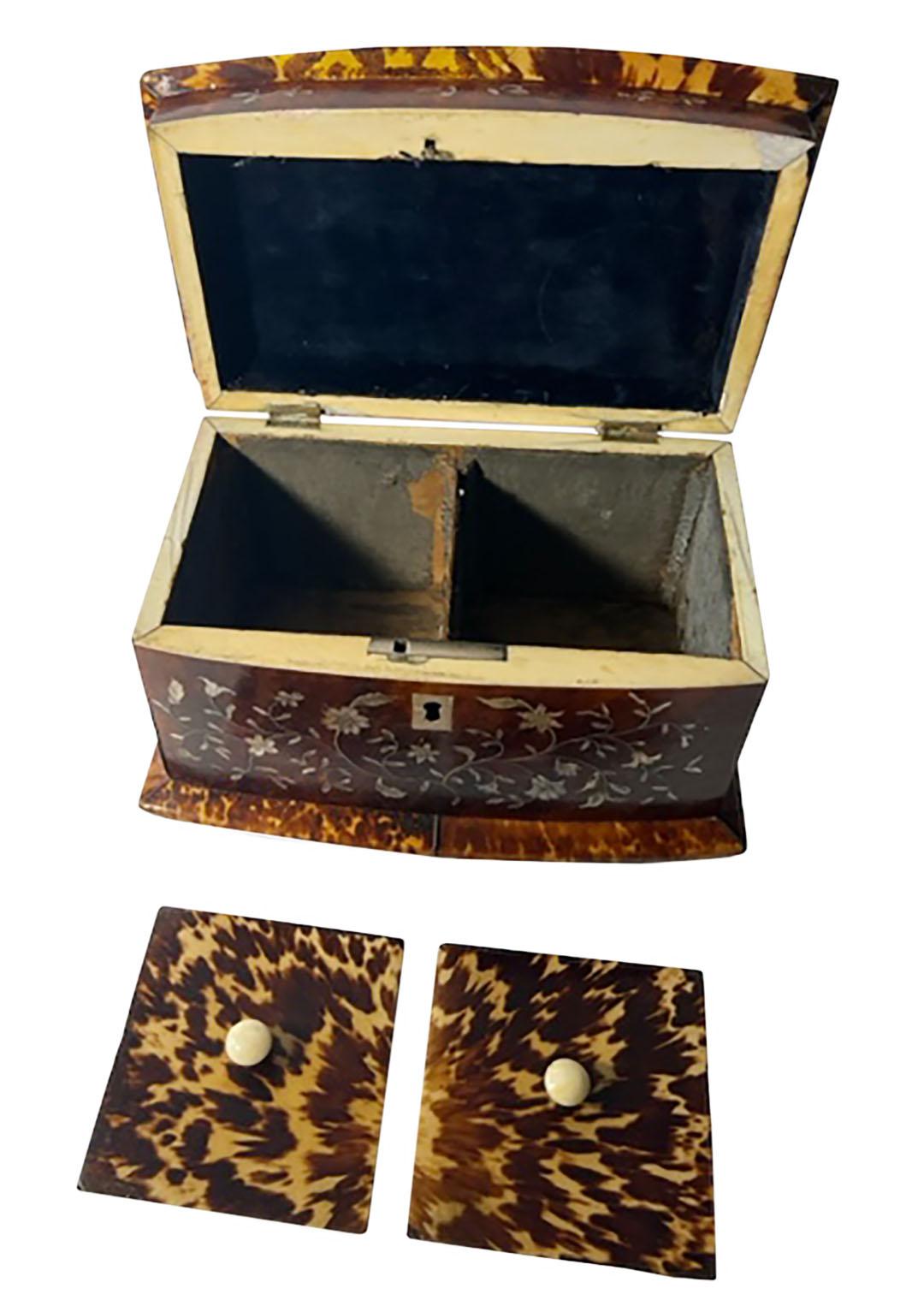 English Tortoiseshell Tea Caddy In Good Condition For Sale In Dallas, TX