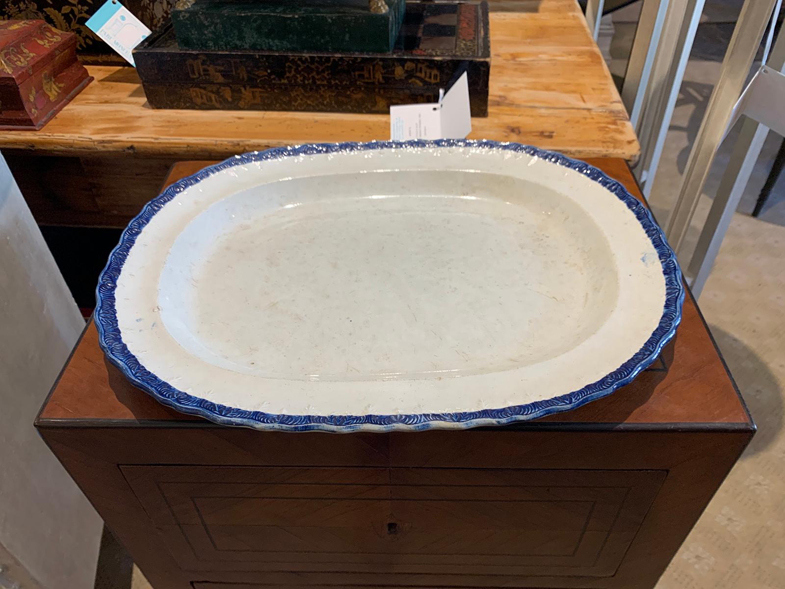 Mid-19th Century English Featherware Platter, Unmarked, circa 1830 For Sale