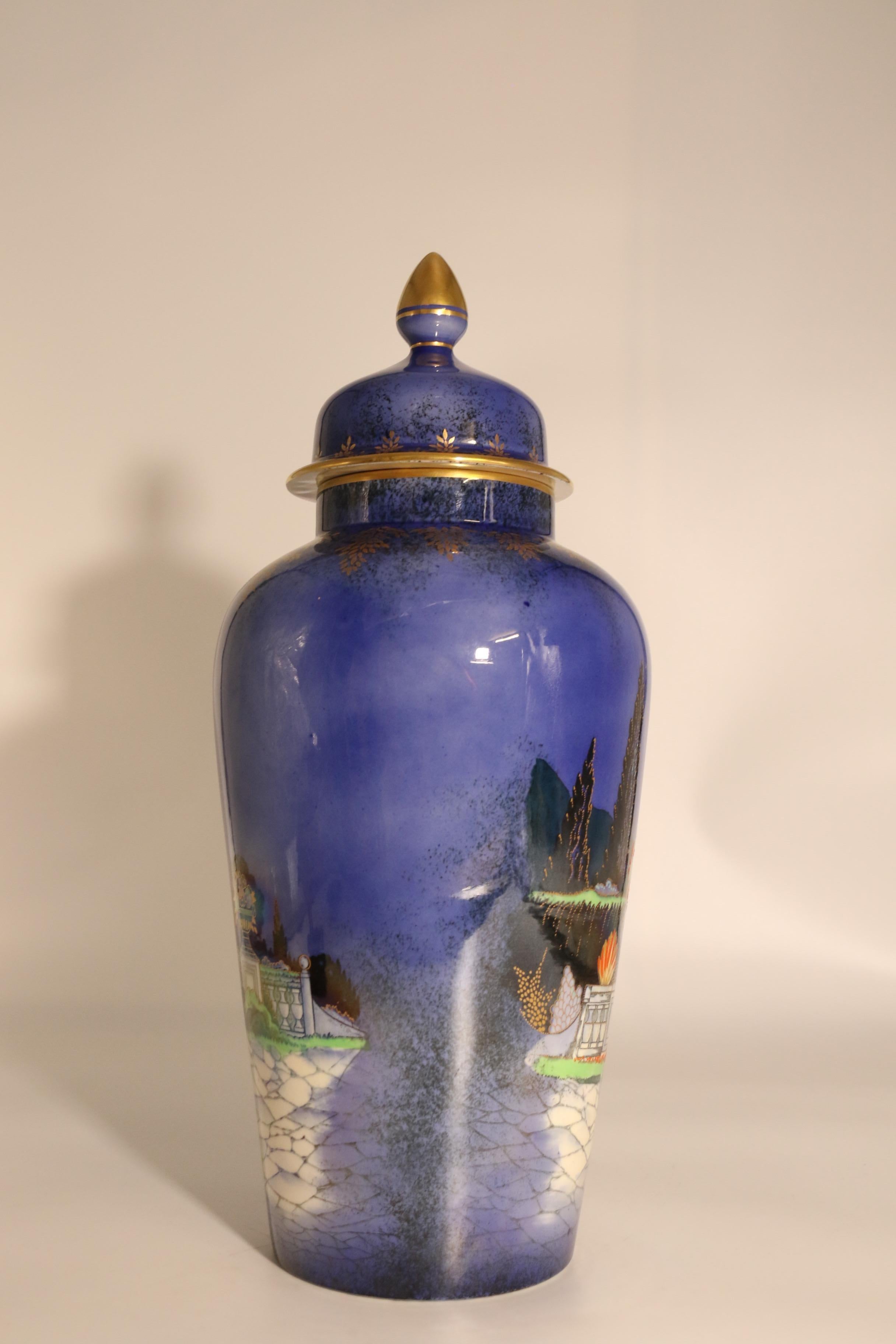 English Fieldings Crown Devon vase and cover, circa 1920 For Sale 3