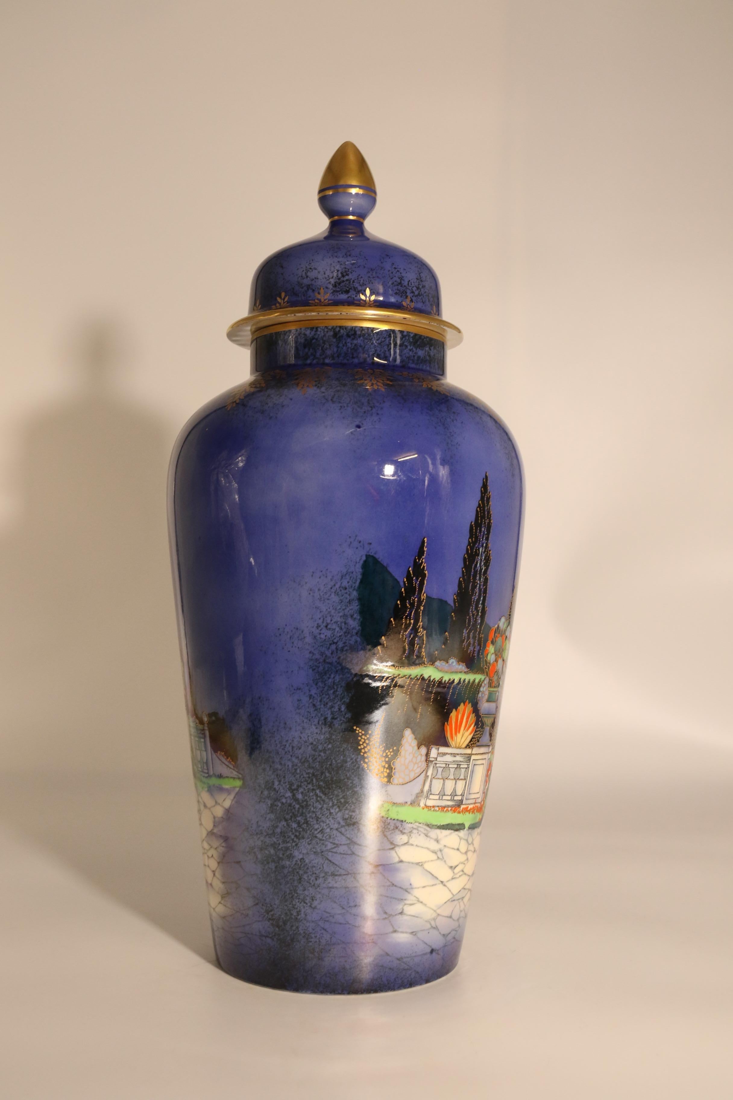 English Fieldings Crown Devon vase and cover, circa 1920 For Sale 4