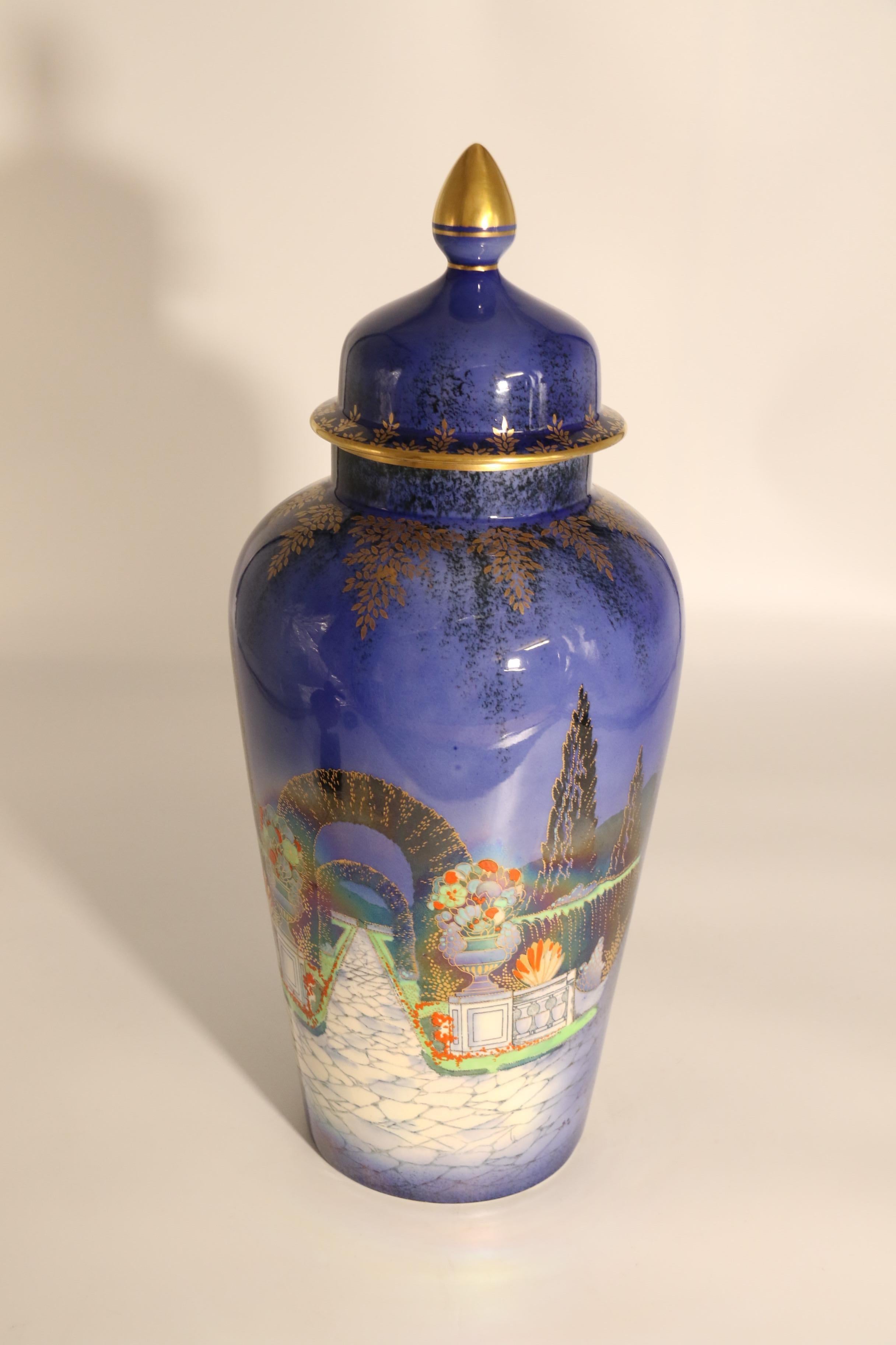 Englische Fieldings Crown Devon Vase und Deckel, um 1920 (Art déco) im Angebot