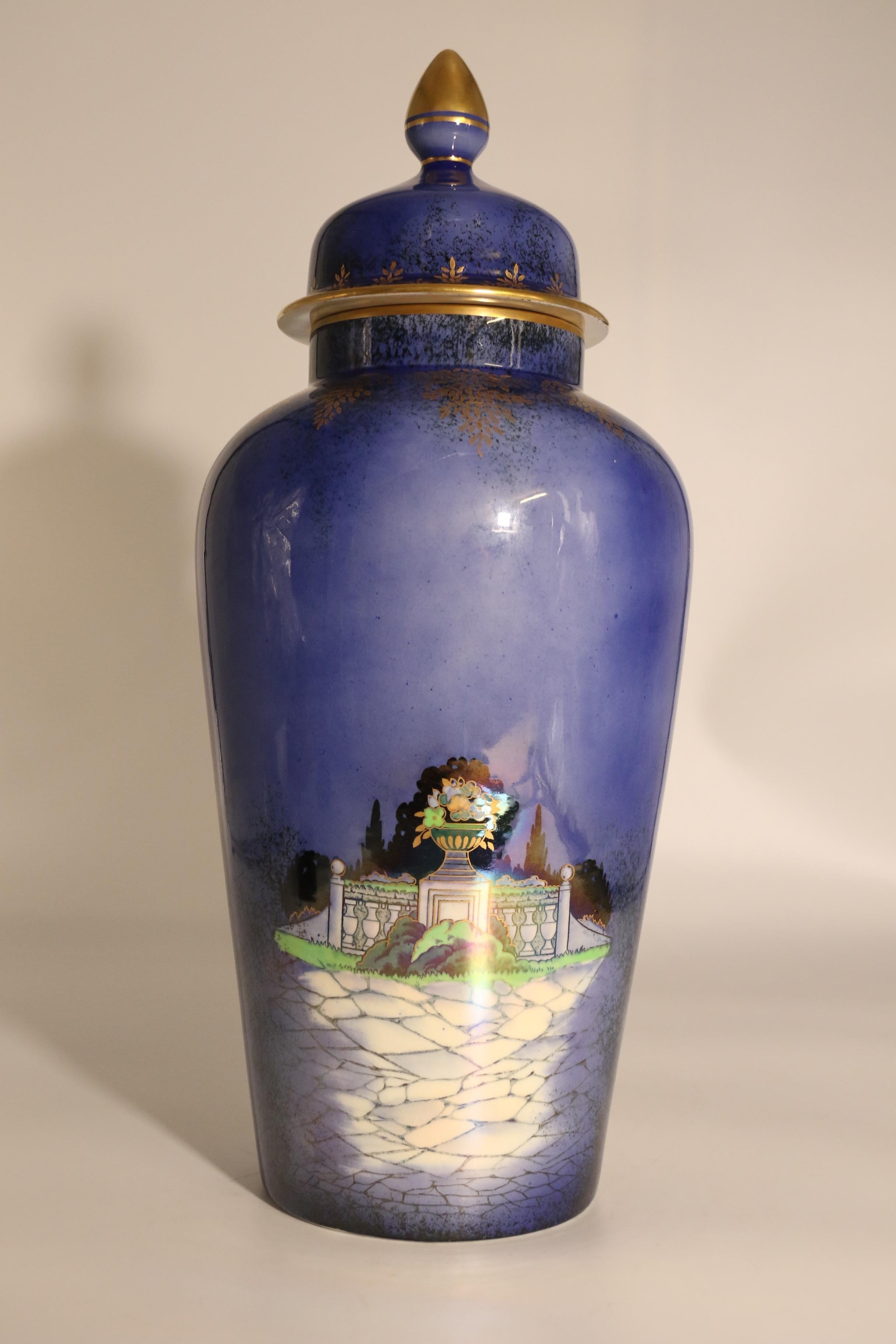 English Fieldings Crown Devon vase and cover, circa 1920 For Sale 1
