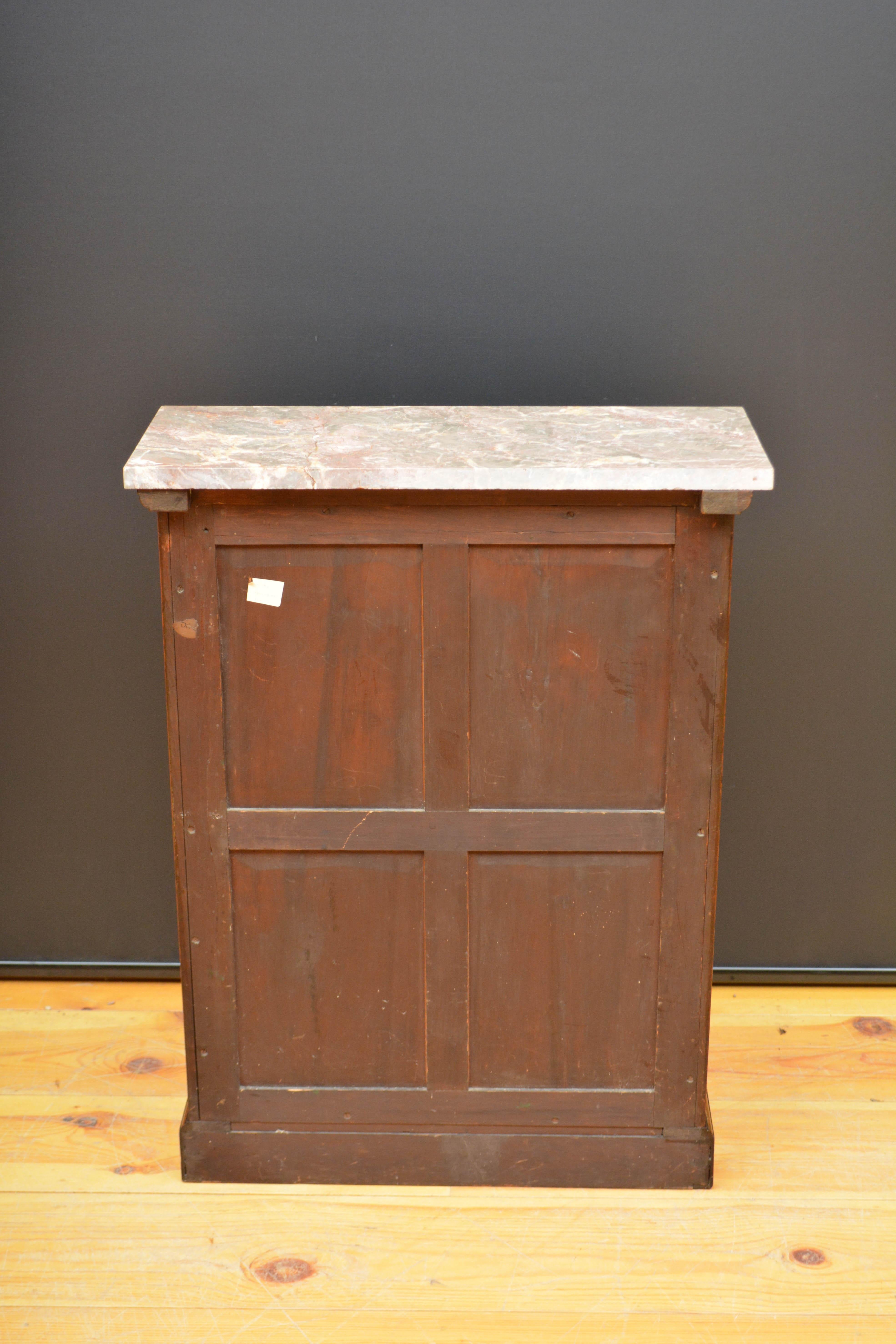 English Figured Walnut Open Bookcase with Marble Top For Sale 11