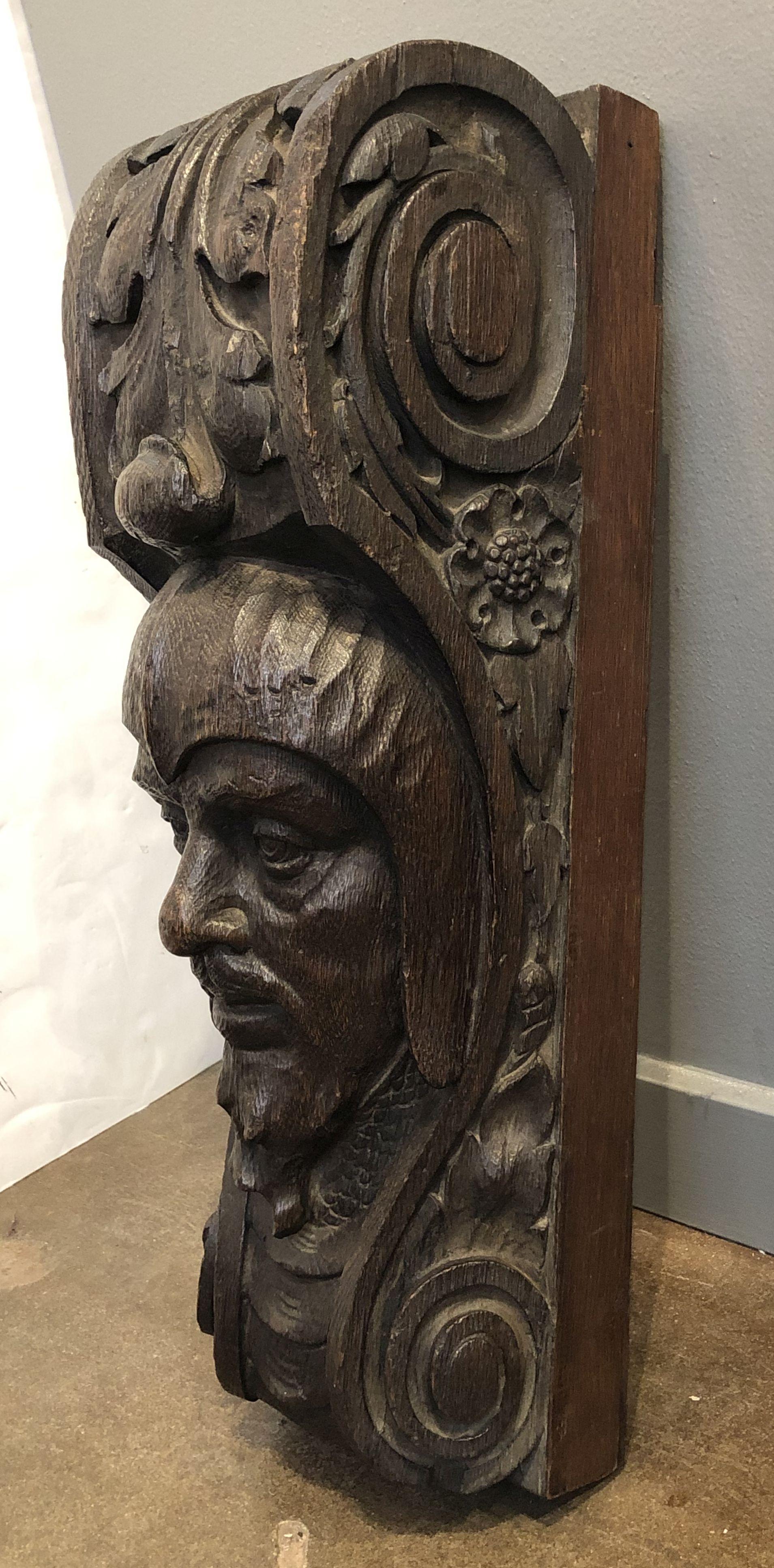 19th Century English Figurehead Sculpture of Carved Oak