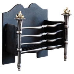 English Fire Basket with Torch Finials