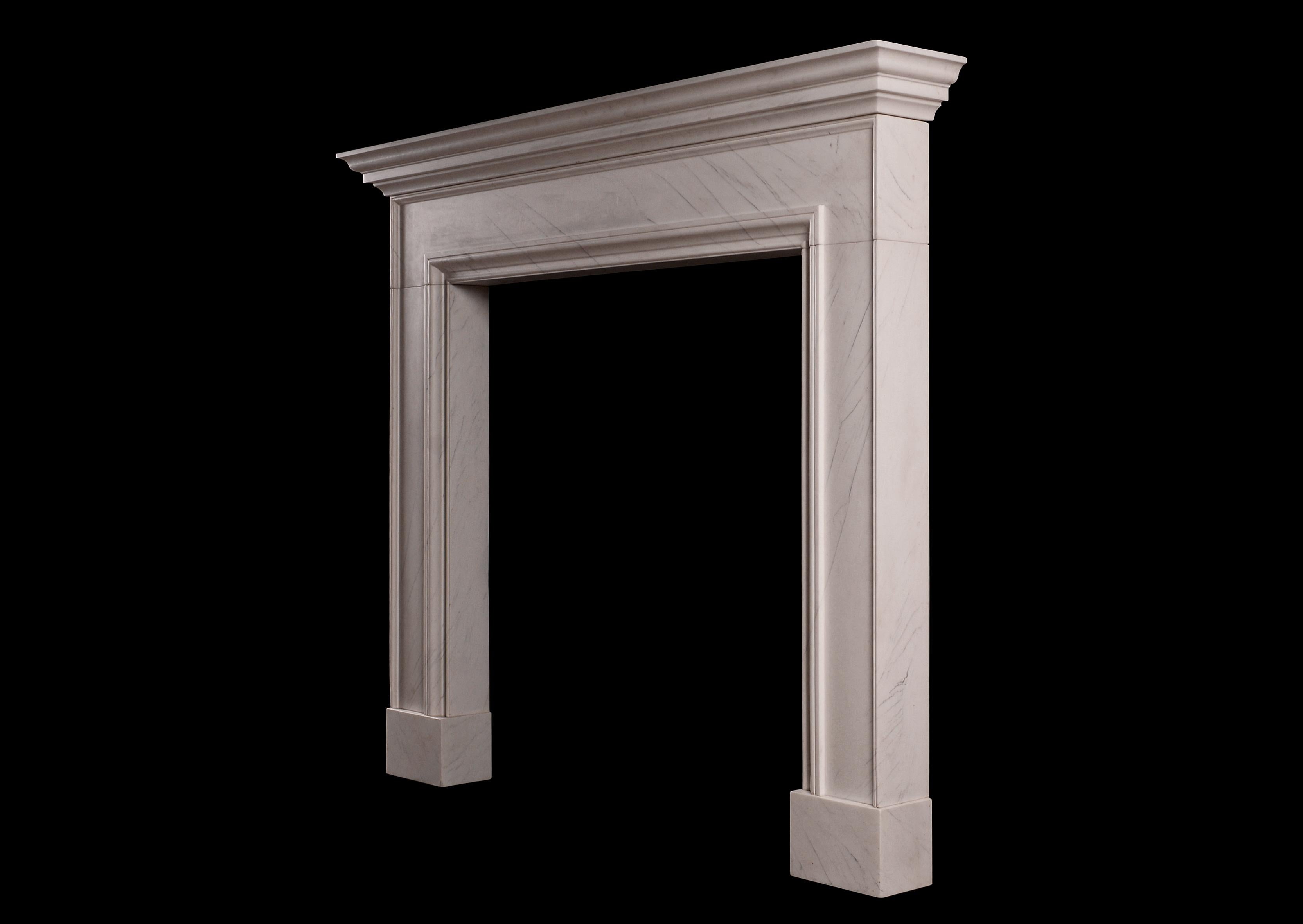 Regency English Fireplace in White Marble For Sale