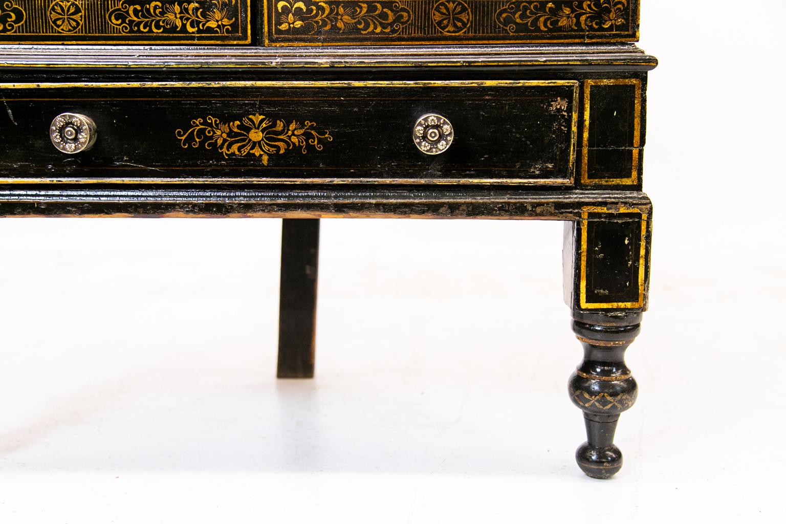 Lacquered English Fitted Pine Lacquer Corner Chest For Sale