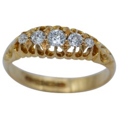 Antique English Five Diamond Ring in 18 Karat Gold