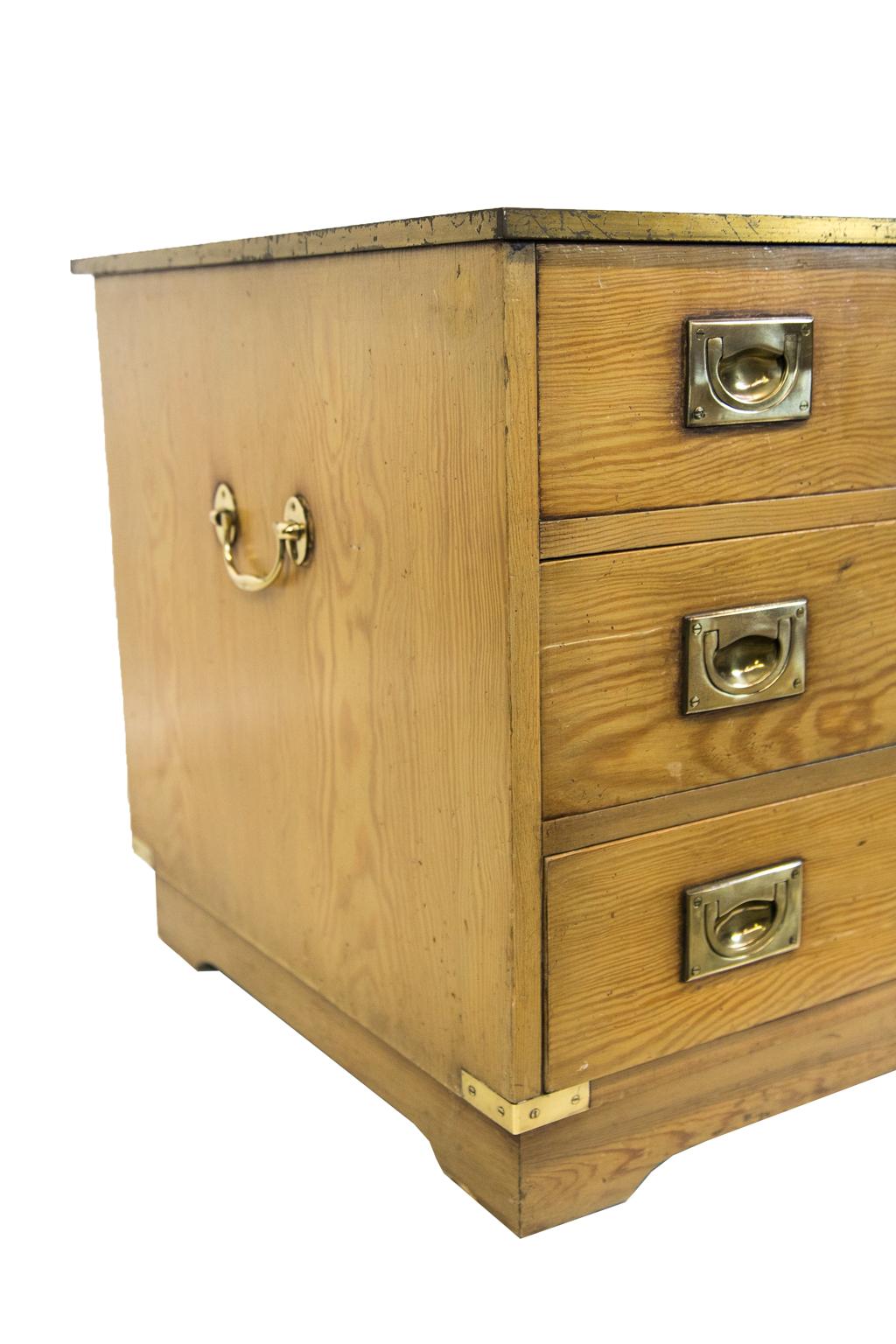 Late 20th Century English Five Drawer Campaign Style Chest h