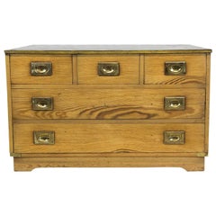 English Five Drawer Campaign Style Chest h