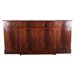 English Flame Mahogany Georgian-Revival Breakfront Side Cabinet