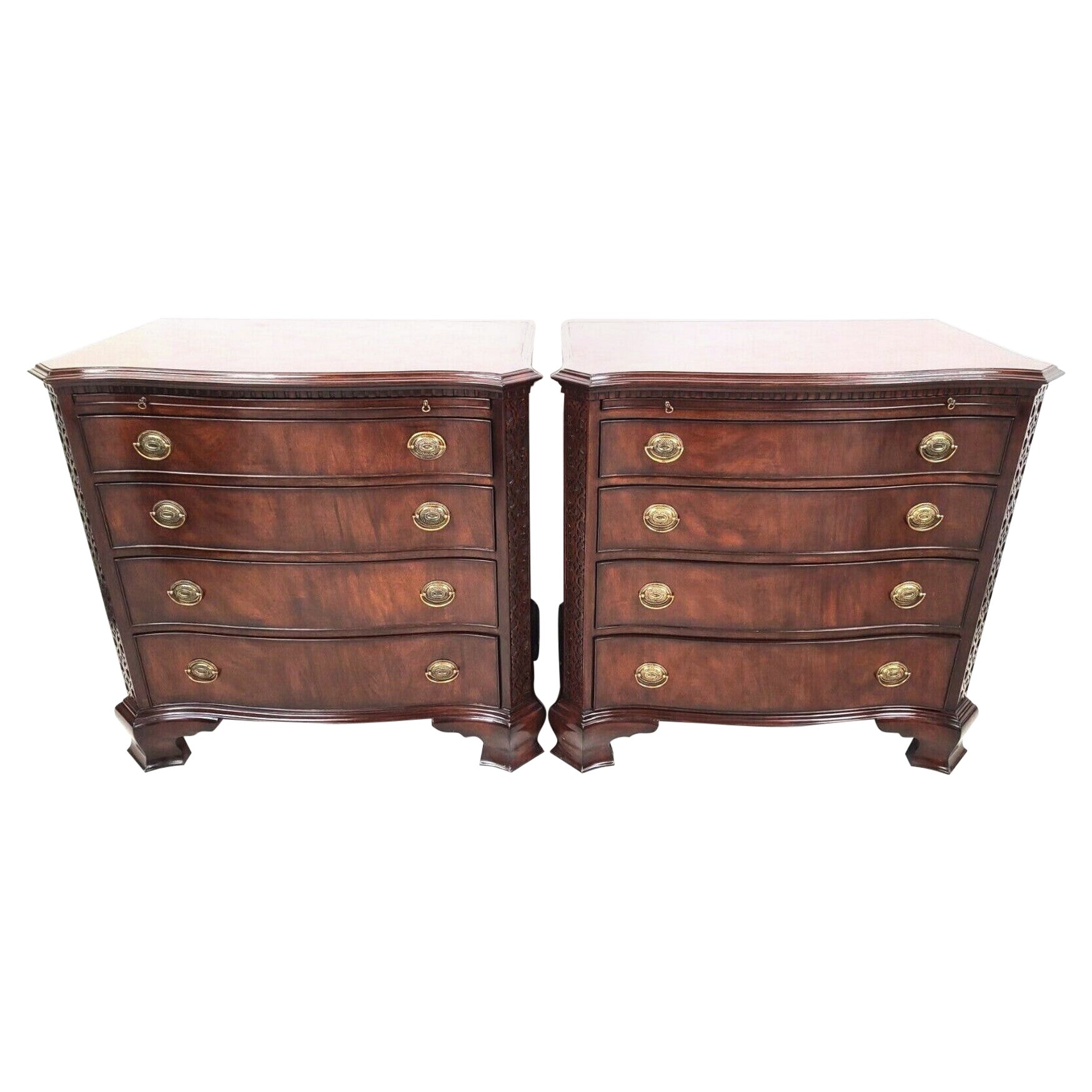 English Flame Mahogany King Nightstands by Lloyd Buxton