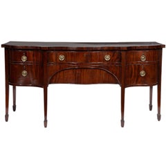 English Flame Mahogany Serpentine Sideboard, 19th Century