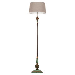 English Floor Lamp in Weathered Old Paint Antique English Floor Lamp in Weathered Old Paint