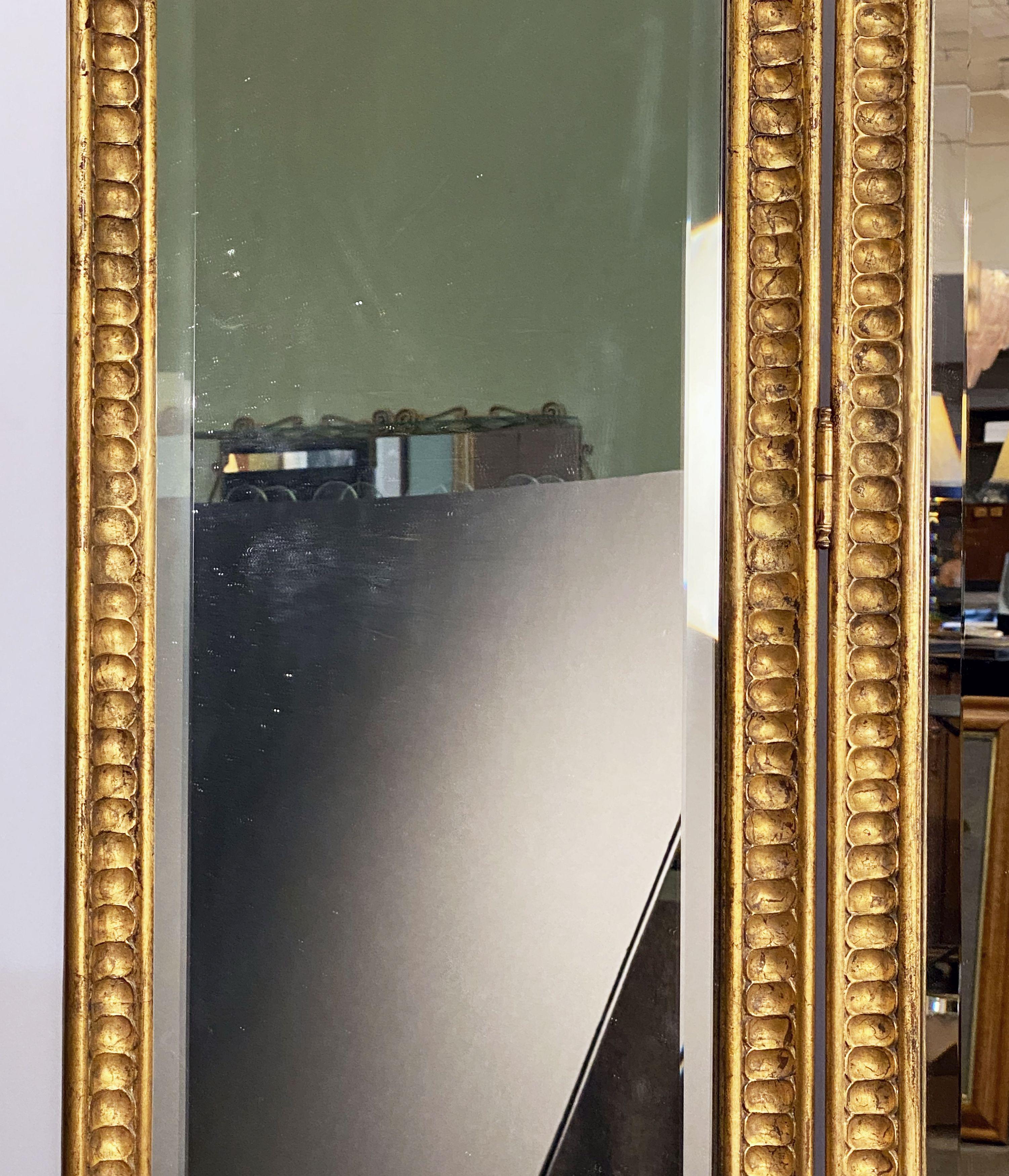 English Floor Standing Three Panel Dressing Mirror with Gilded Frame (H 82 1/4) 1