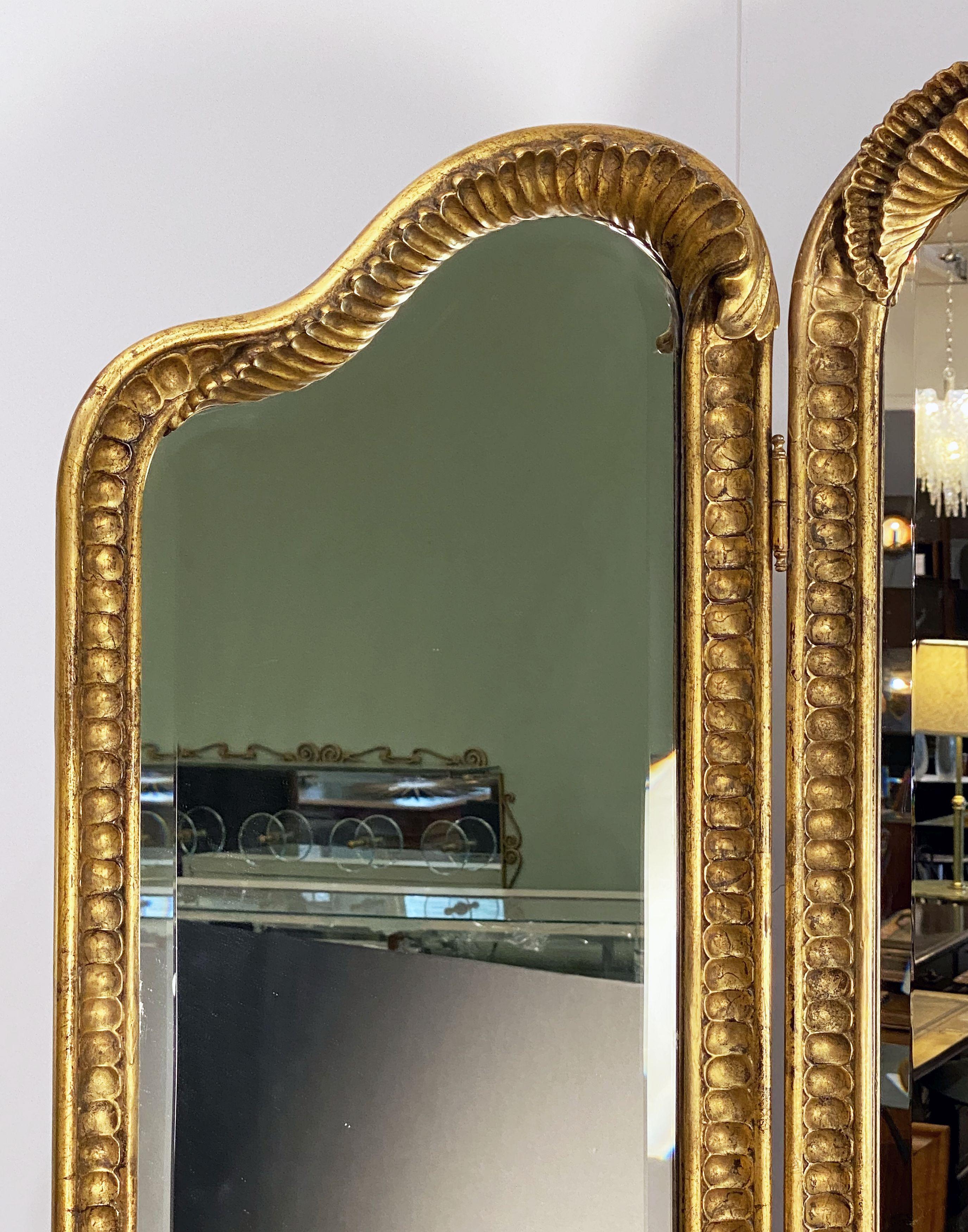 English Floor Standing Three Panel Dressing Mirror with Gilded Frame (H 82 1/4) 2