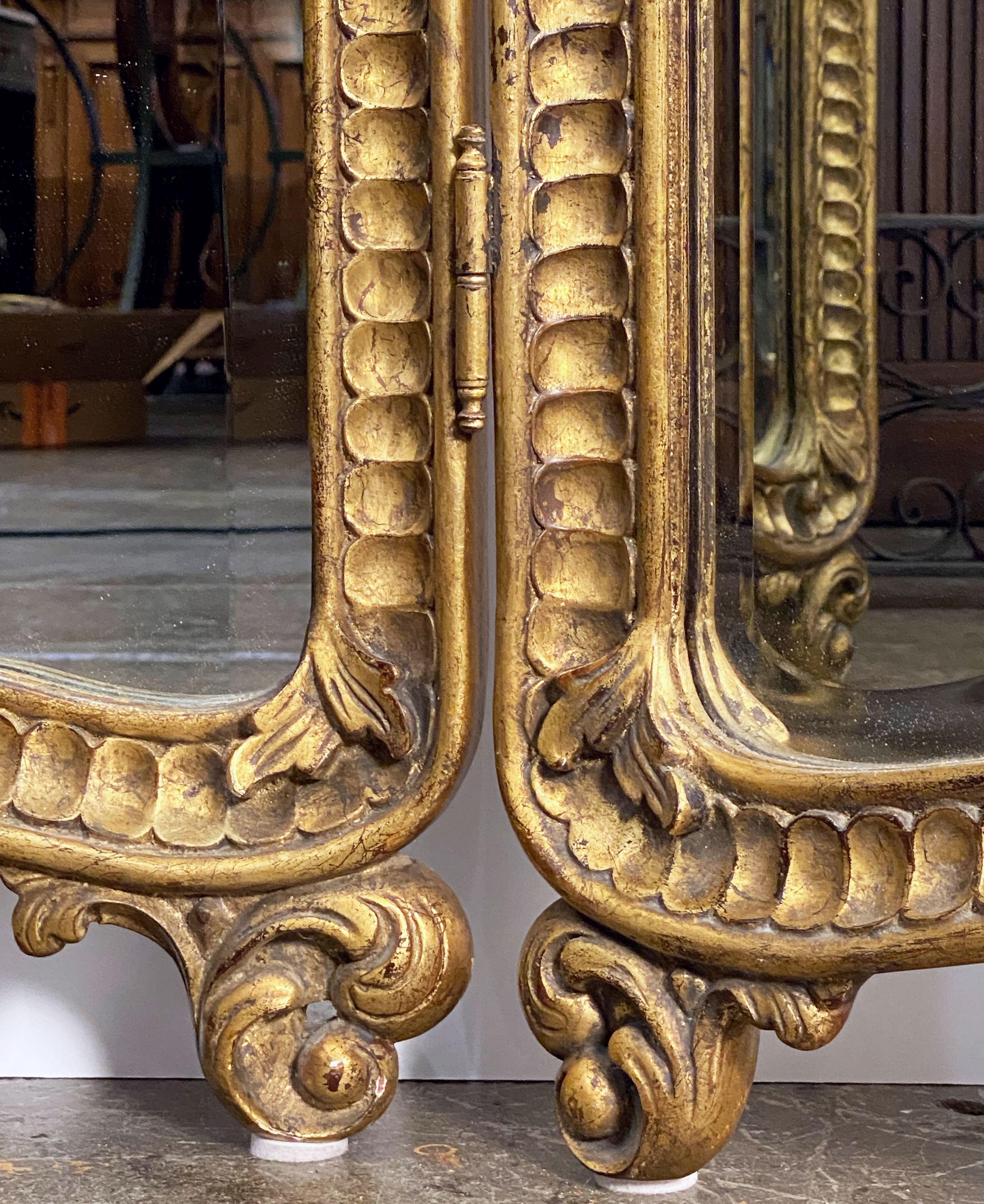 English Floor Standing Three Panel Dressing Mirror with Gilded Frame (H 82 1/4) 5