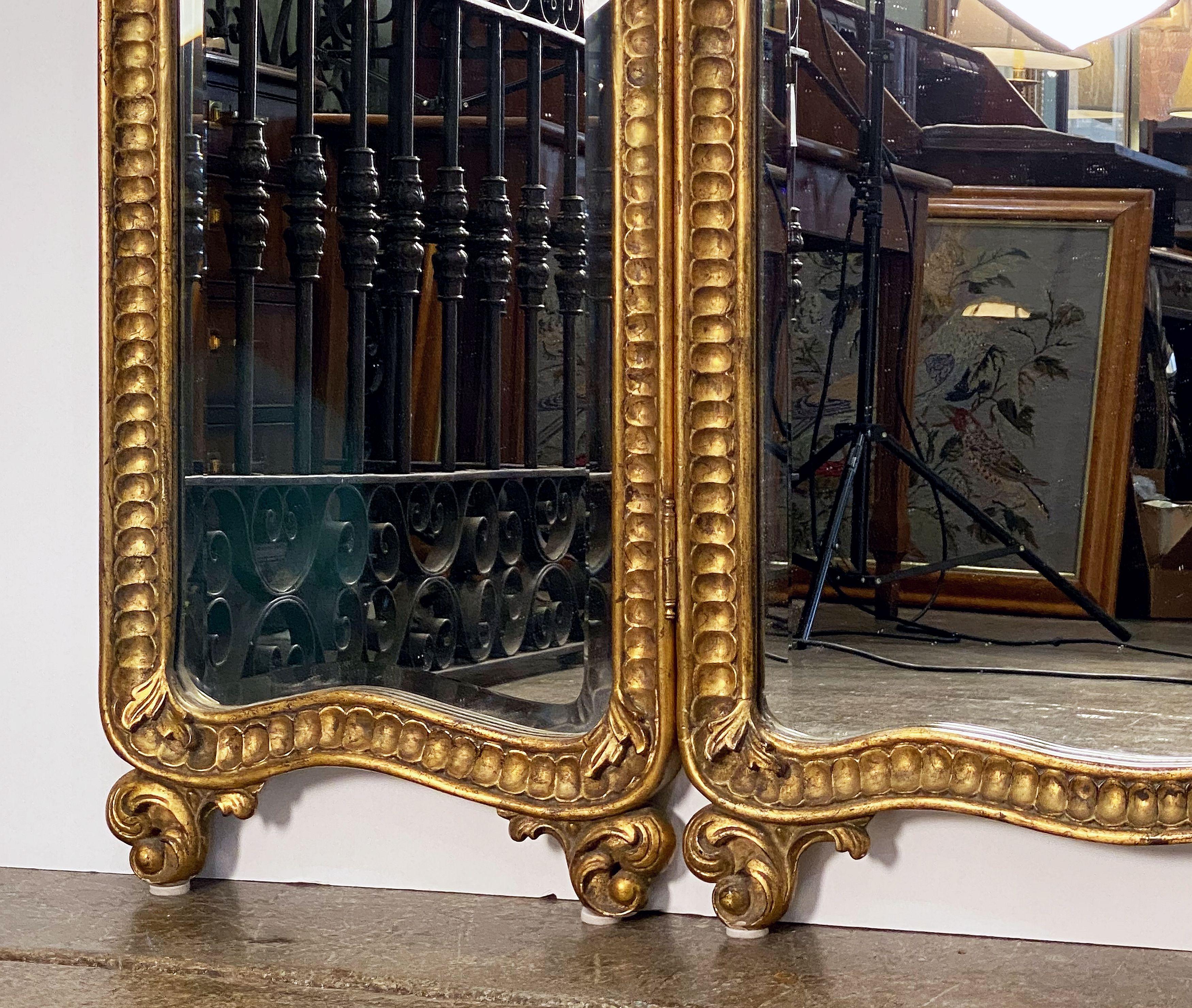 Rococo English Floor Standing Three Panel Dressing Mirror with Gilded Frame (H 82 1/4)